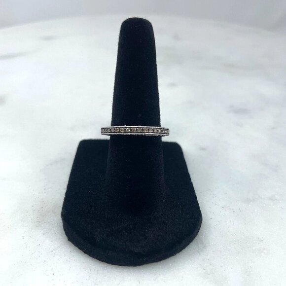 MDJ Clear Light Yellow Diamond 0.16 CTW Sterling Silver 925 Ring, Size 5 - Picture 6 of 10